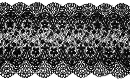 Эластичное кружево, 20 см, черный, (Арт: EK-1063), м