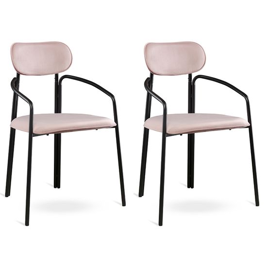 Набор из 2 стульев ror, round, велюр, черный/розовый