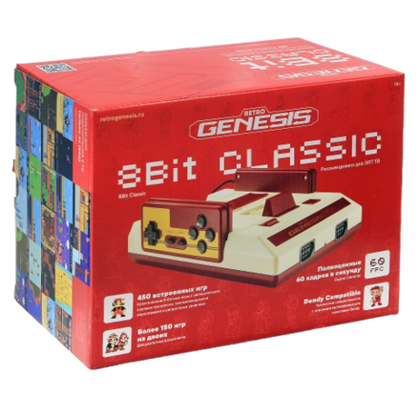 Игровая приставка Retro Genesis 8 Bit Classic + 450 игр (модель: C-56, Серия: C-50, AV кабель, 2 проводных джойстика)