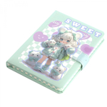 Записная книжка 12,5 см * 17,5 см , 7БЦ, Alingar, ПВХ, поролон, магнитный клапан, 112л., линия, ляссе, цветной срез, "Милая модница", мятный