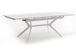 "Меркурий" стол интерьерный раздвижной обеденный из керамики, цвет белый глянцевый