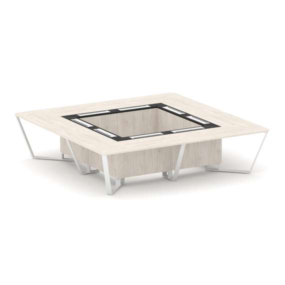 Steel Meet Стол переговорный квадратный KMK-PR.B.SP-16K Денвер Светлый/Графит Глянец/Металл Белый 32