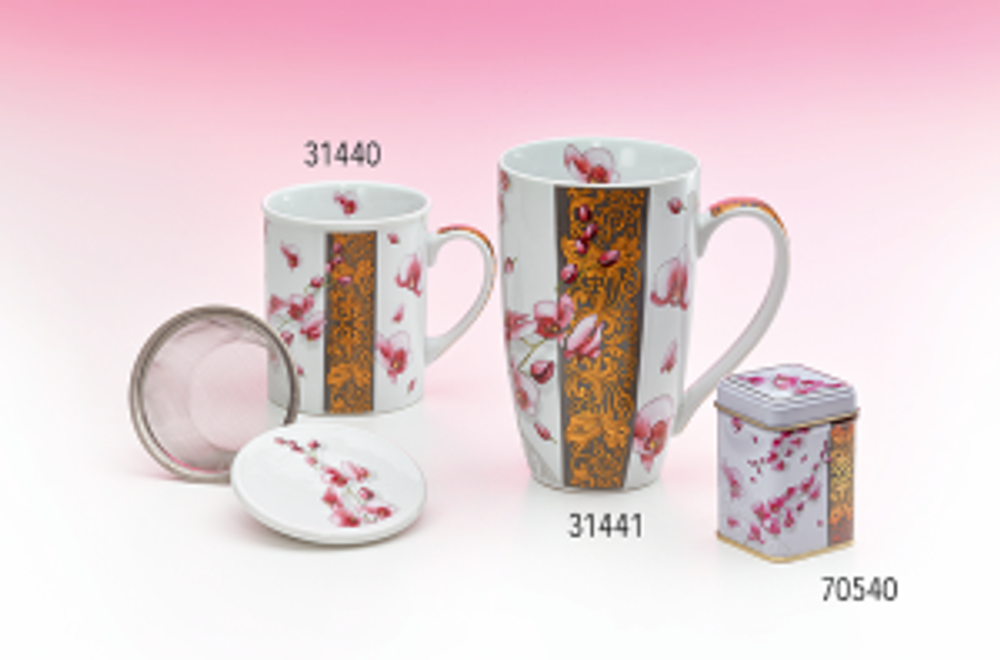 Кружка с крышкой "Орхидеи"