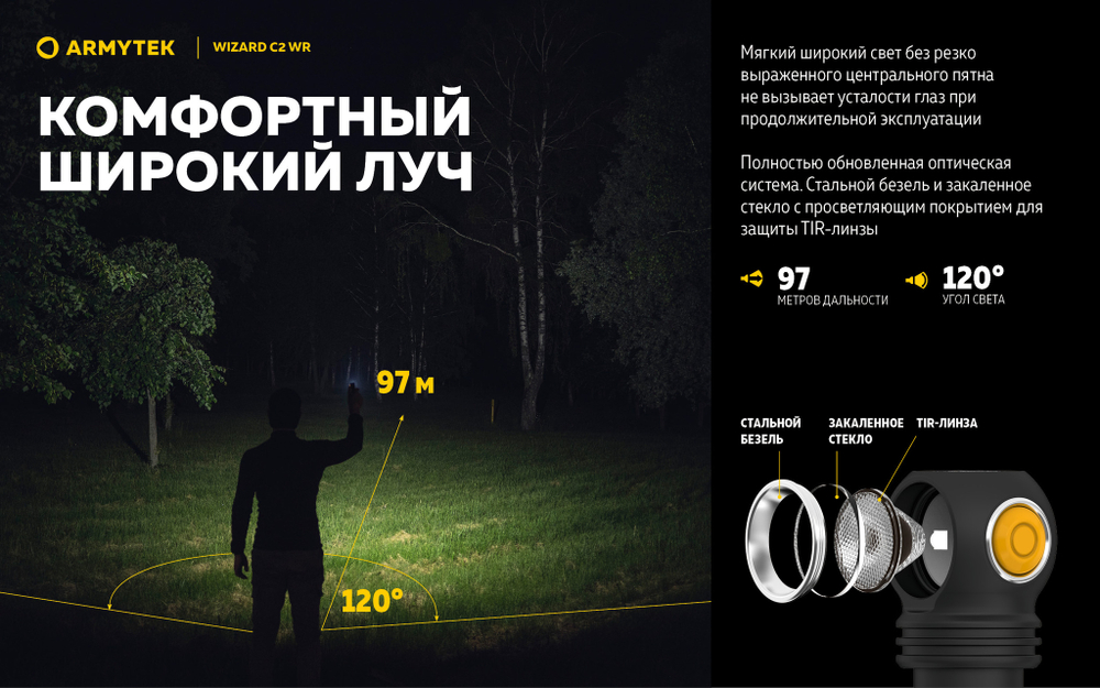 Фонарь Armytek Wizard C2 WR Magnet USB Б/К