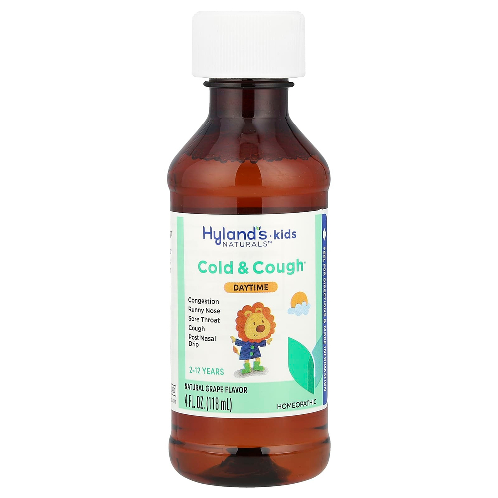 Hyland's Naturals, средство от простуды и кашля для детей, для приема днем, от 2 до 12 лет, со вкусом натурального винограда, 118 мл (4 жидк. унций)