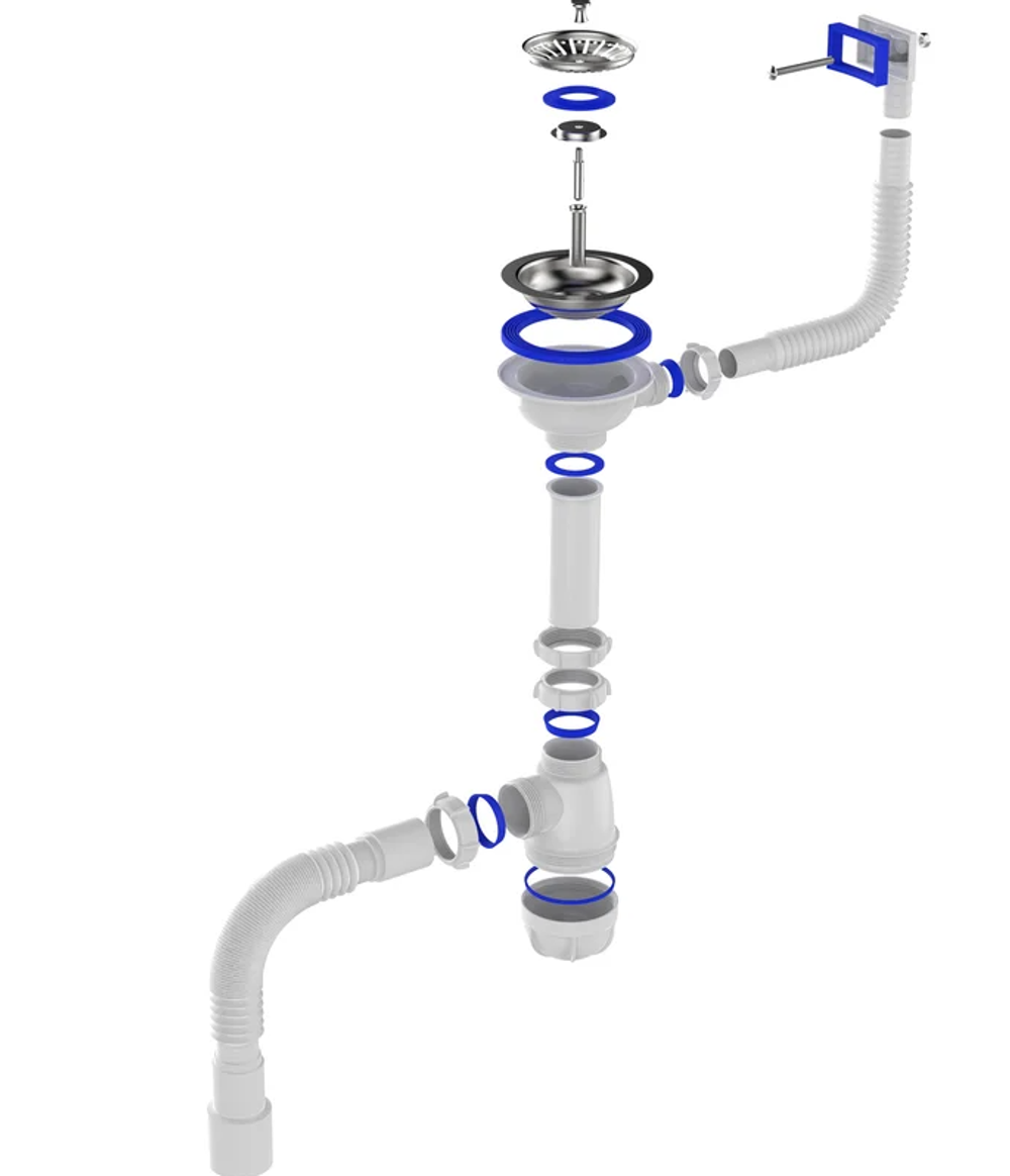 СИФОН ДЛЯ МОЙКИ 3 1/2 Х 40 AQUANT МЕТАЛ-ПЛАСТ. С КРУГ ПЕРЕЛ С Г.Т. 40Х40/50