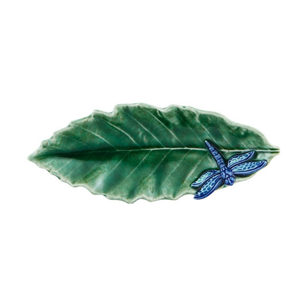 Блюдо Bordallo Pinheiro Лист каштана 16см со стрекозой