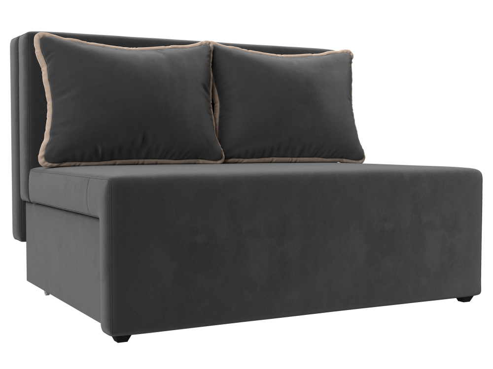 Диван прямой Лагуна, Серый\Бежевый, Велюр, 114435