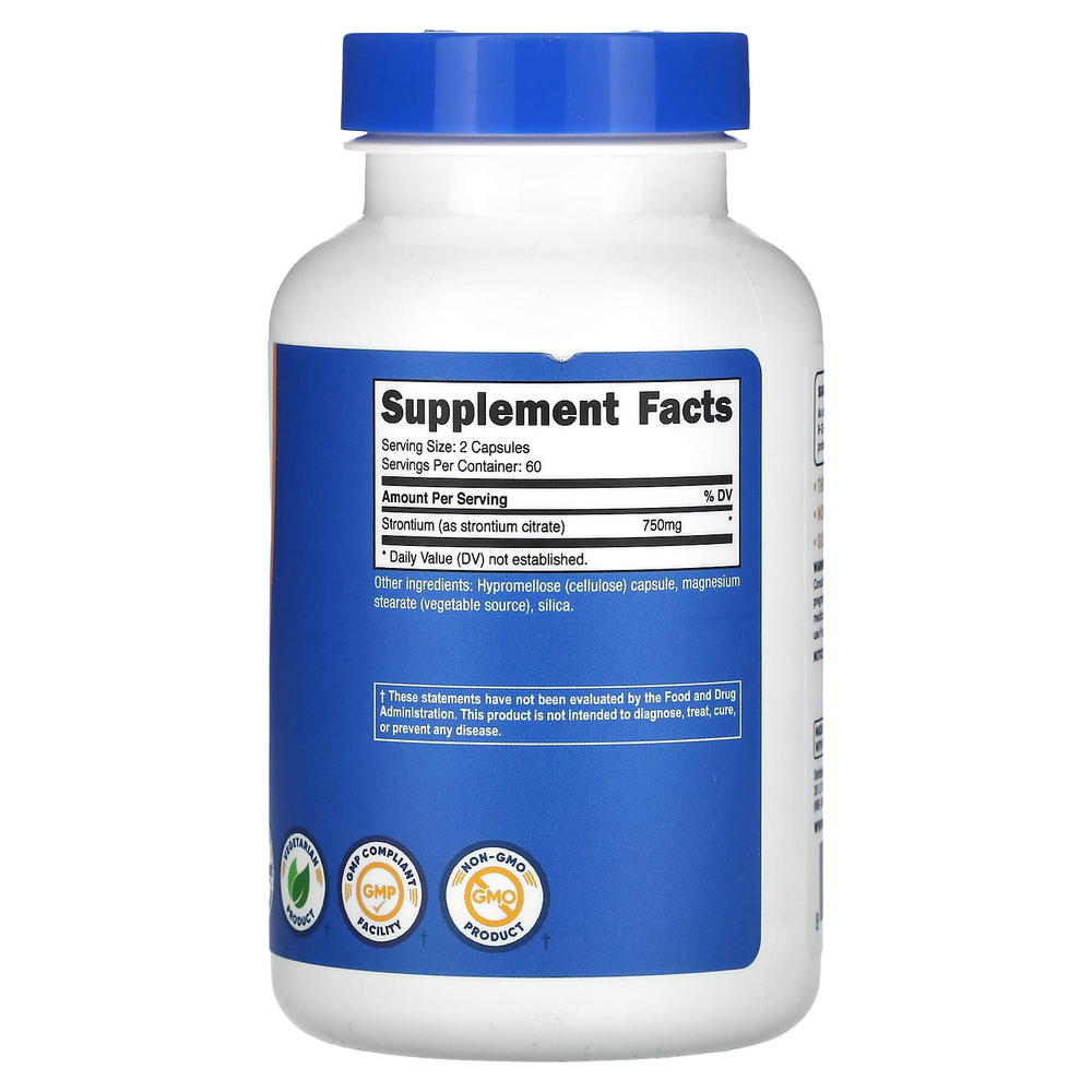 Nutricost, Стронций, 120 капсул (375 мг на капсулу)