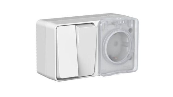 Блок ОП AtlasDesign PROFI IP54 (розетка 1-м 16А заземл. защ. шторки + 2-кл. выключатель 10А) сер. SE ATN543074