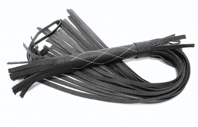 Аккуратная чёрная плетка из натуральной кожи - 60 см. (Цвет: черный)
