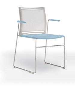 Web стул на полозьях с подлокотниками и спинкой-сеткой