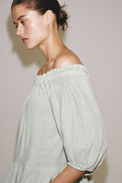 ZARA ПЛАТЬЕ МИДИ ИЗ 100% ЛЬНА — ZW COLLECTION, ЦВЕТ МОРСКОЙ ВОЛНЫ