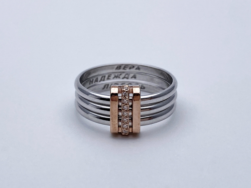 Кольцо из серебра/Позолота/С камнями