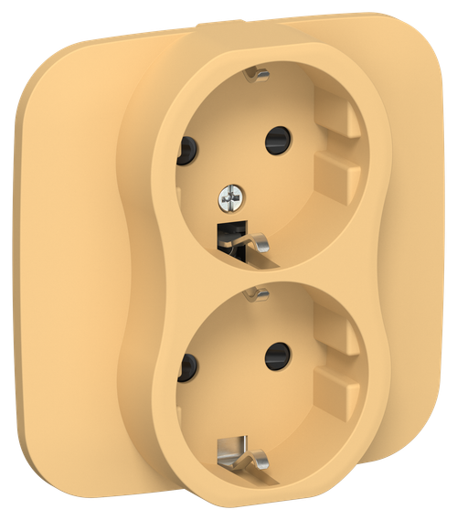 FLITE Розетка 2-местная с заземлением с защитными шторками 16А РСш12-0-А-ФлЗ золотарник IEK