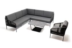 "Канны" модульная угловая лаунж-зона из роупа (веревки), цвет темно-серый