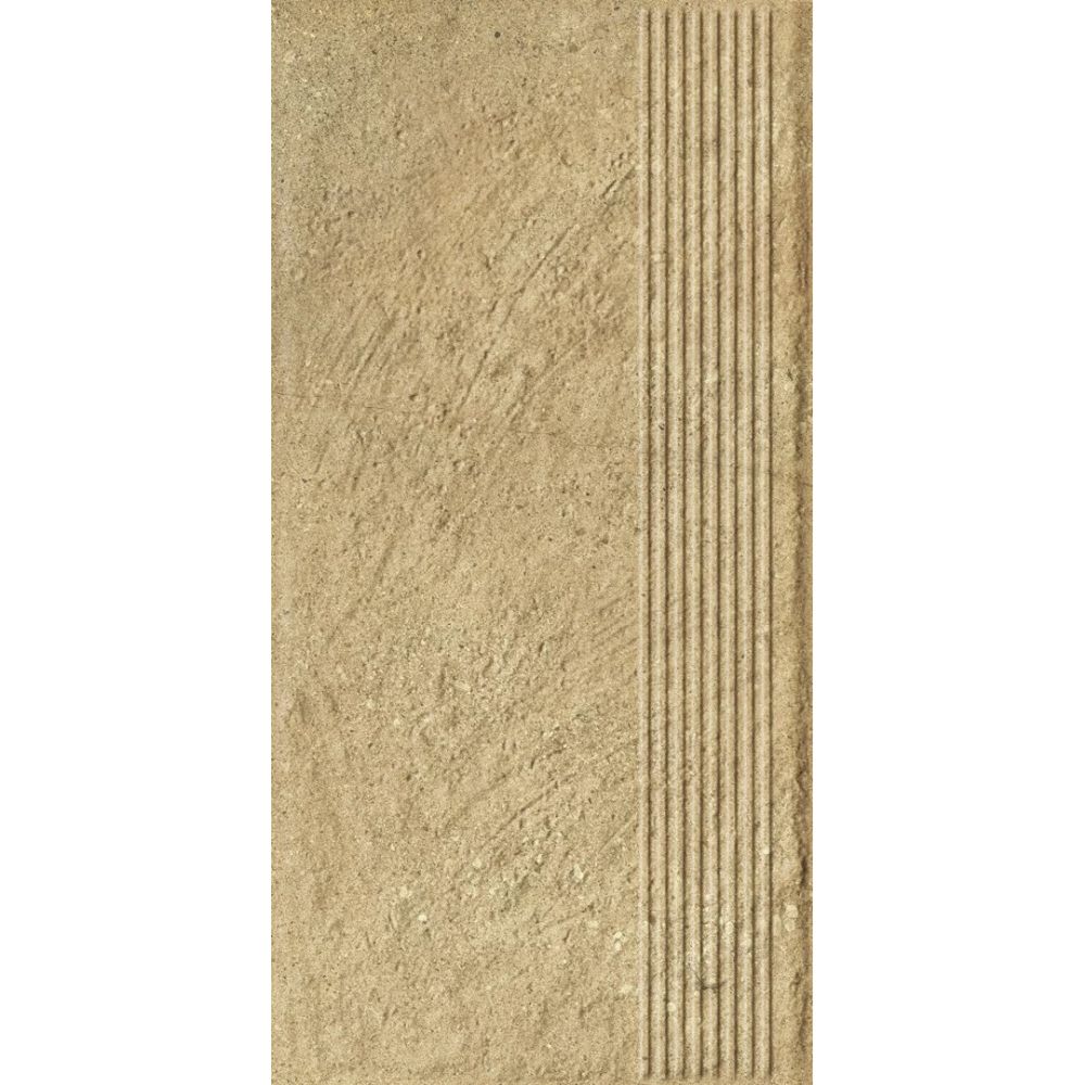 Paradyz Eremite Beige - Ступень простая структурная с насечками 300x600