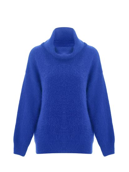 Женский свитер синего цвета из ангоры - фото 1