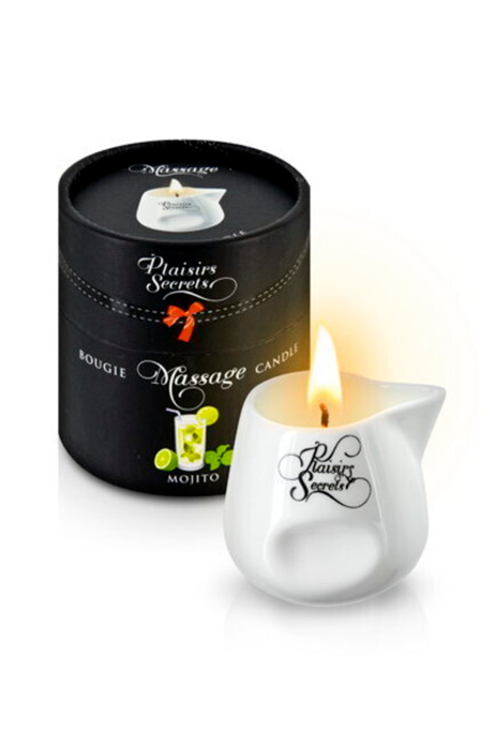 Массажная свеча с ароматом мохито Bougie Massage Candle (80 мл) (Цвет: белый)