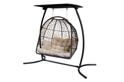 Кресло подвесное Беатрис арт.7036 (стойка+основание.черн.,корзн.корич.,подуш.беж. 2уп. (Т))