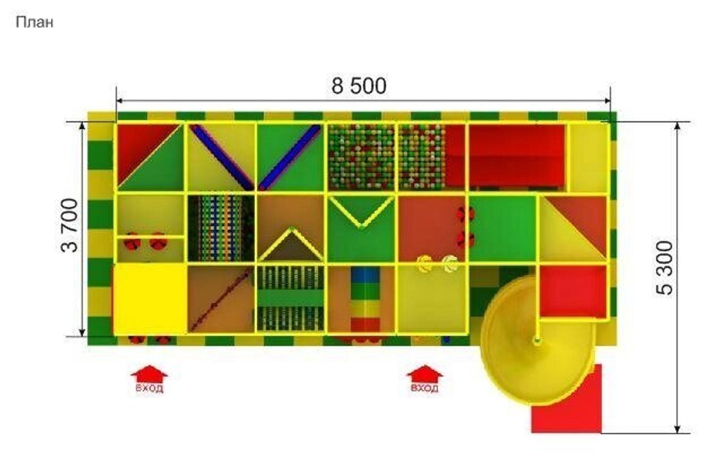 Детский игровой лабиринт с воздушными пушками «Лесные путешественники» 45 м² (8,5*5,3*2,9 м)