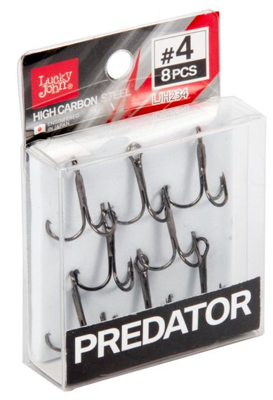 Крючки-тройники Lucky John PREDATOR LJH234 №4, 8 шт.