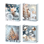 Пакет бумажный подарочный 30*41*11см. "Новый год. Серебро" ассорти 4 дизайна (Mazari)