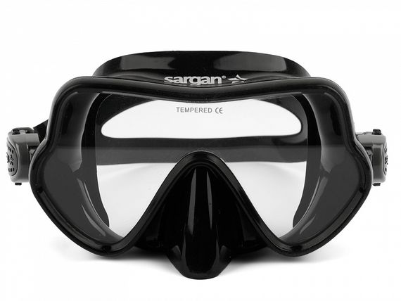 Набор маска+трубка в сумке Sargan Баттерфляй-М черный/желтый