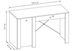Письменный стол Джастин 12.154 126,2х54,8х75,3 белый шагрень / дуб белый exclusive