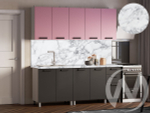 Кухня Кьяра 2.0м (корпус белый/карбон сакура; карбон вулкан) 26мм мрамор итальянский