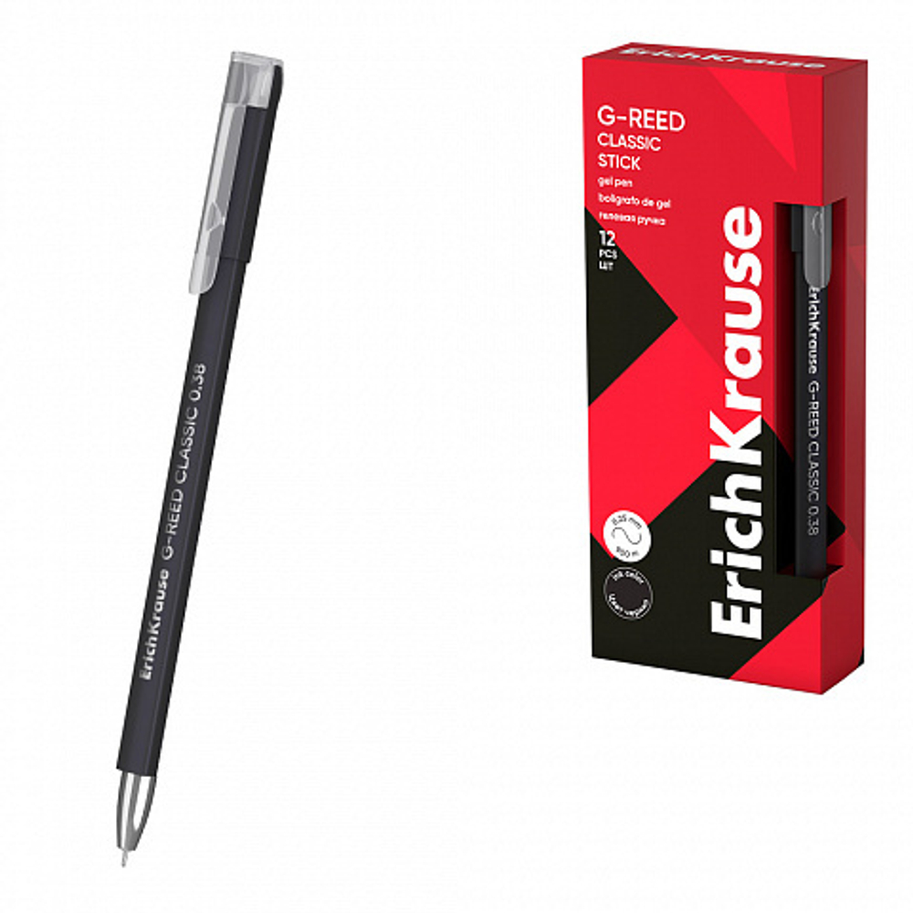 Ручка гелевая ErichKrause G-Reed Stick Classic 0.38, цвет чернил черный