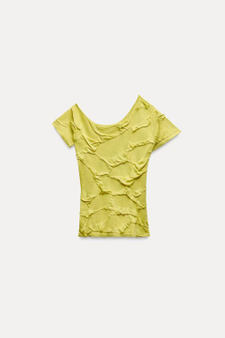 ZARA КРОП-ТОП АСИММЕТРИЧНОГО КРОЯ, ЛИМОННО-ЖЕЛТЫЙ