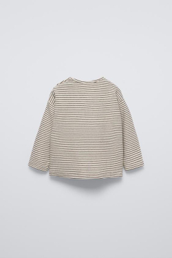 ZARA ЛОНГСЛИВ SOFT TOUCH В ПОЛОСКУ, ЭКРЮ