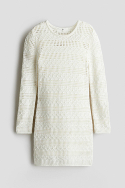 H&M Платье вязка крючком, белый