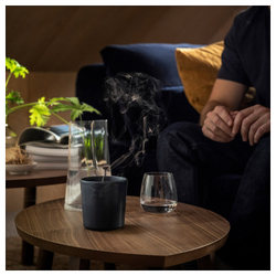 IKEA FRUKTSKOG  (ИКЕА ФРУКТСКОГ)  -  Ароматическая свеча/керамический контейнер, ветивер и герань/черная бирюза, 50 часов.