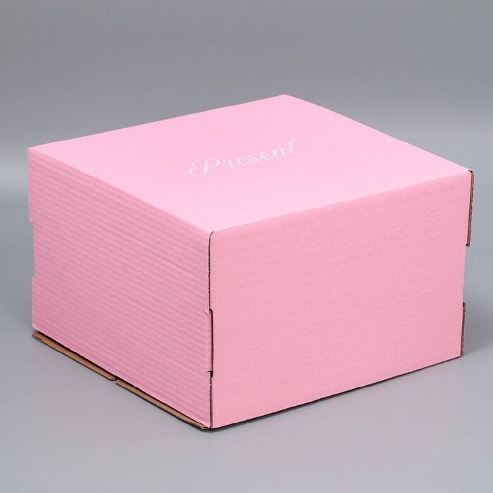 Коробка для торта (розовая) Present 30*30*19 см