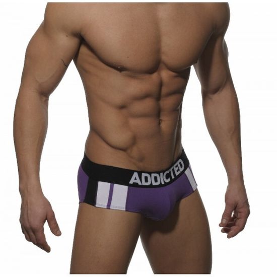 Мужские трусы брифы фиолетовые Addicted purple sportive stripes brief H71