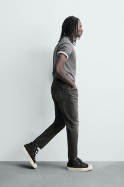 ZARA УКОРОЧЕННЫЕ ДЖИНСЫ SLIM FIT, СЕРЫЙ