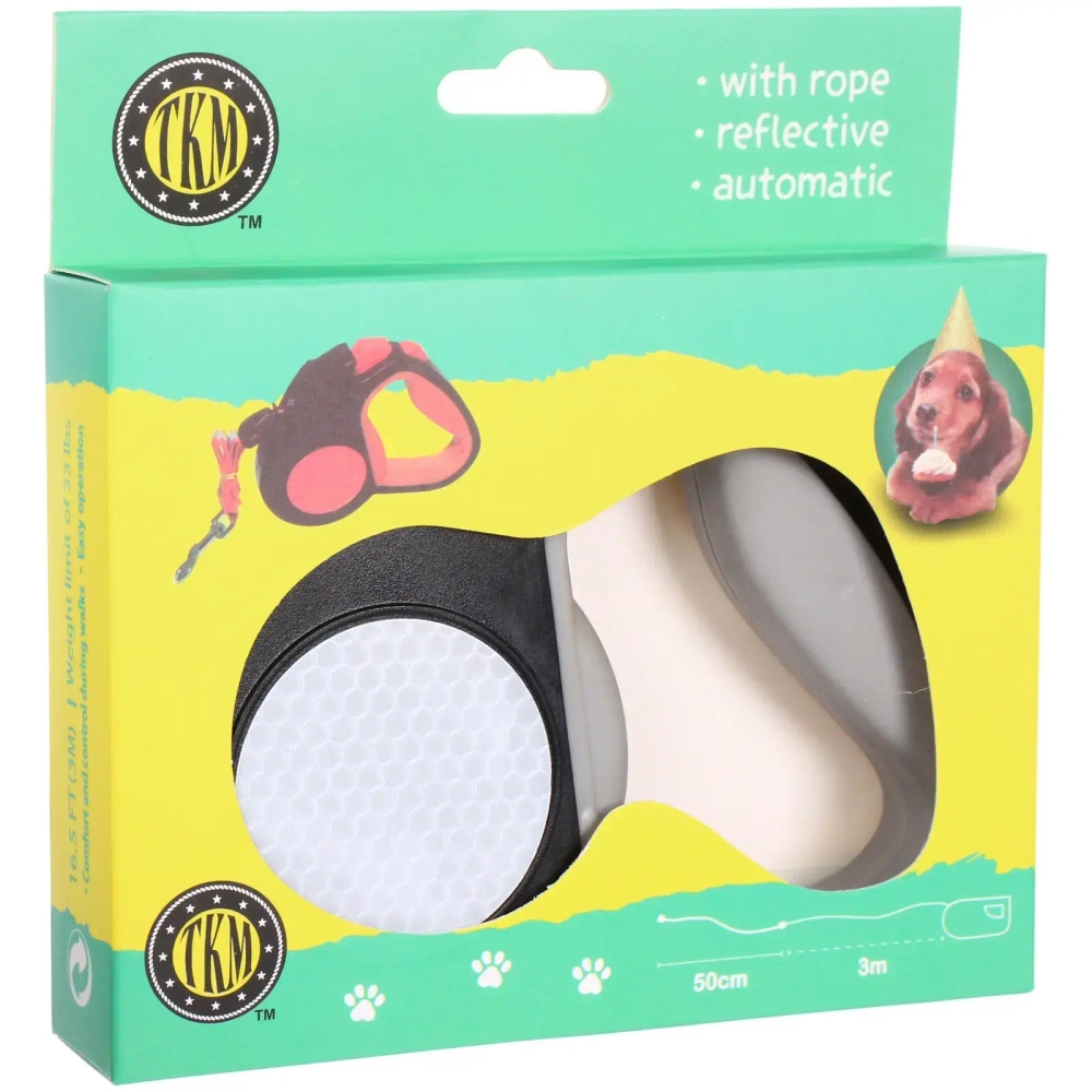 Поводок-рулетка для малых и средних пород со светооражающим элементом «МОЙ БРО», цвет чёрный, 3м, нагрузка до 10кг