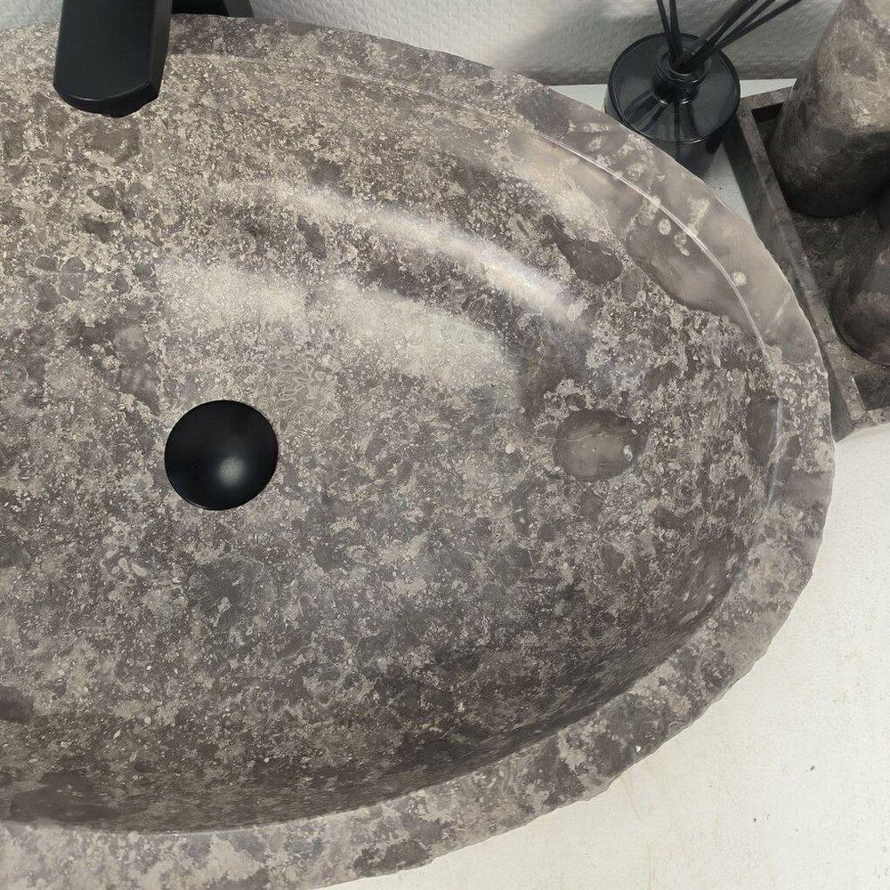 Каменная раковина из мрамора Erozy Grey EM-04667 (62*42*16) 0189 из натурального камня