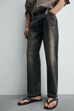 ZARA ДЖИНСЫ STRAIGHT FIT, УГОЛЬНЫЙ