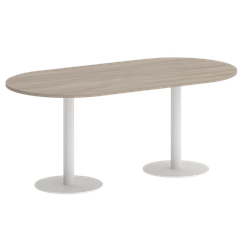 Home Office Стол овальный VR.SP-5-180.1 Дуб Аттик/Металл Белый 1800*900*753