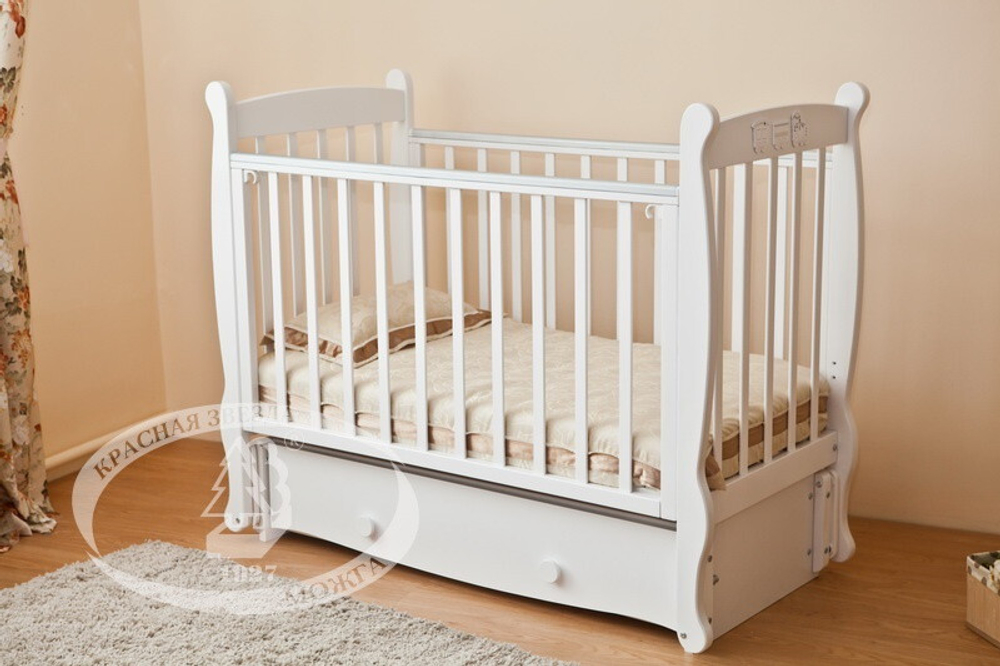 Детская кроватка Красная Звезда Елисей С-717 №5 Паровозик ваниль