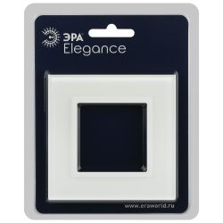 Рамка для розеток и выключателей ЭРА Elegance 14-5101-01М на 1 пост, стекло, белый матовый+бел.