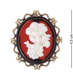 AM-2595/1 Брошь «Камея Букет» (латунь, янтарь)