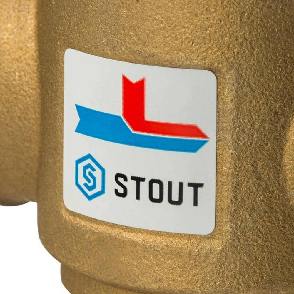STOUT Термостатический смесительный клапан для твердотопливных котлов 1 1/4" НР 55°С KV 9