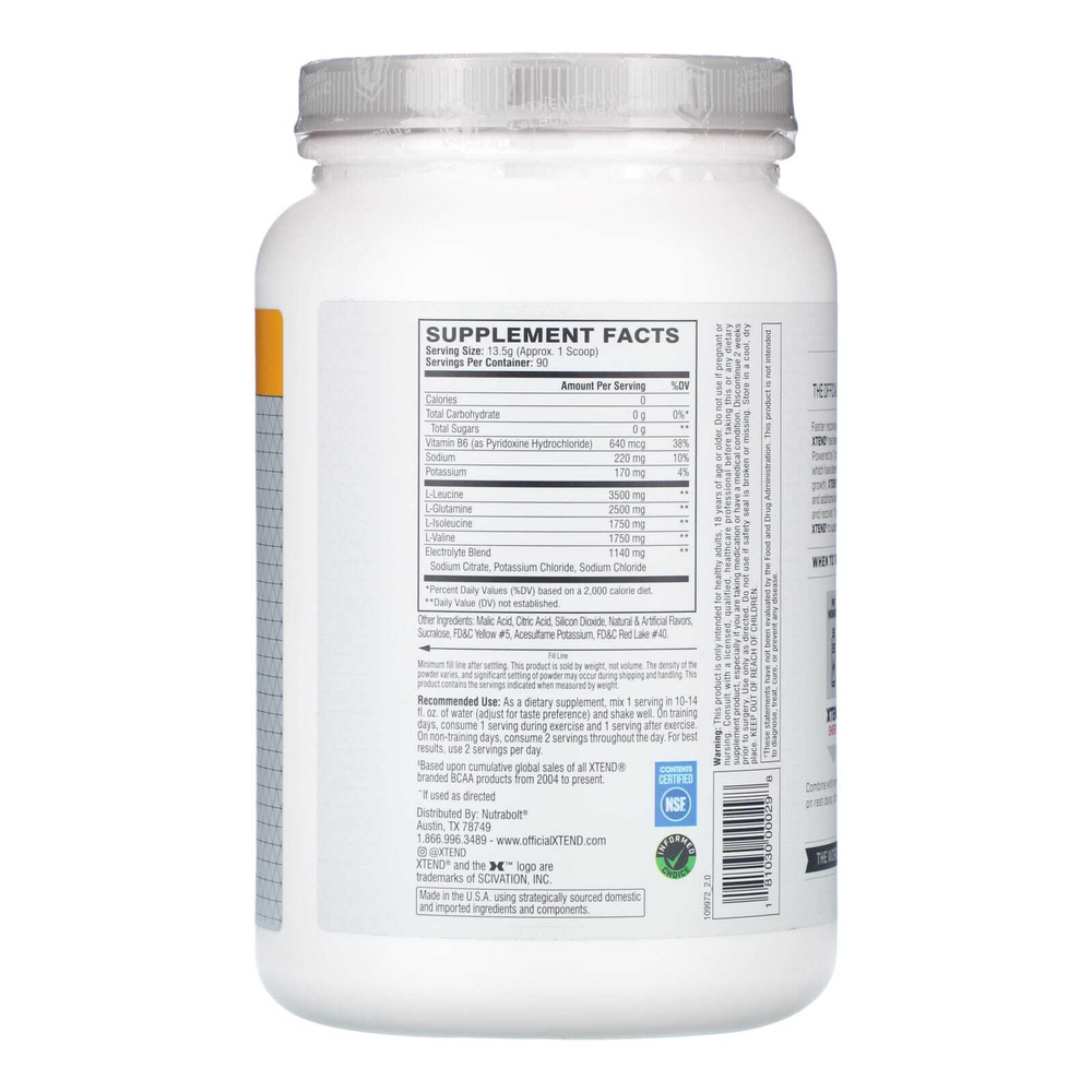 XTEND, 7 г аминокислот с разветвленной цепью (BCAA), со вкусом манго, 1,22 кг (2,68 фунта)