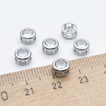 Бусина Круг, цвет серебро (родий), фианит, диаметр 6,5 мм, толщина 3,5 мм, цена за 1 шт