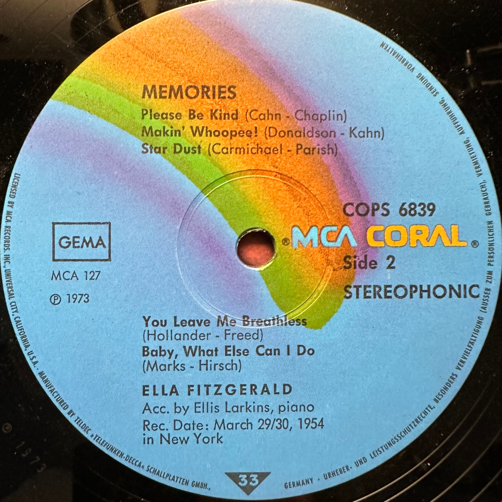 Ella Fitzgerald - Memories (Германия 1973г.)