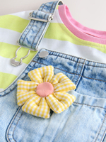 Комбинезон джинсовый и футболка в комплекте для девочки Next E29-027, Синий, Салатовый